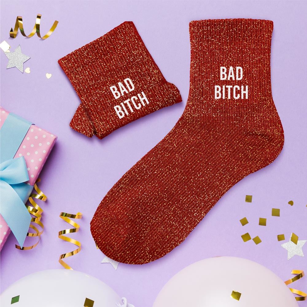 Chaussettes à paillettes "Bad Bitch" STC