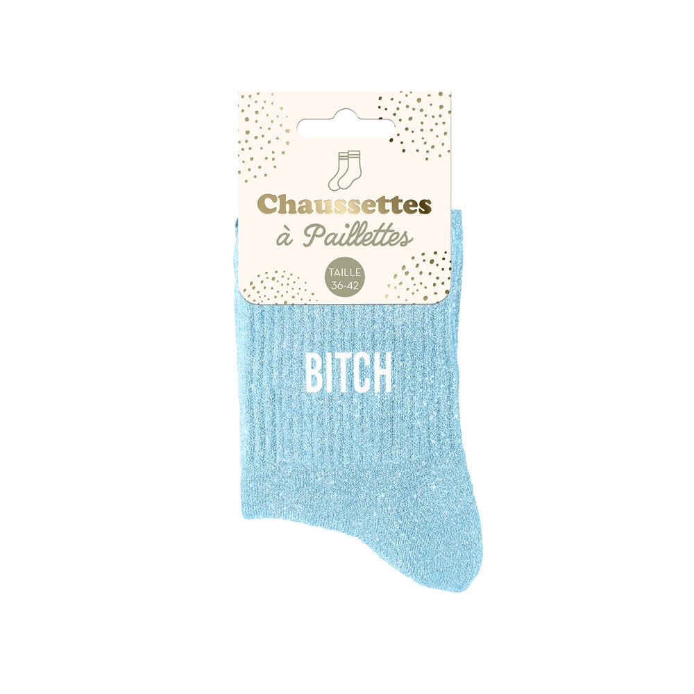 Chaussettes à paillettes "Bi*ch" STC