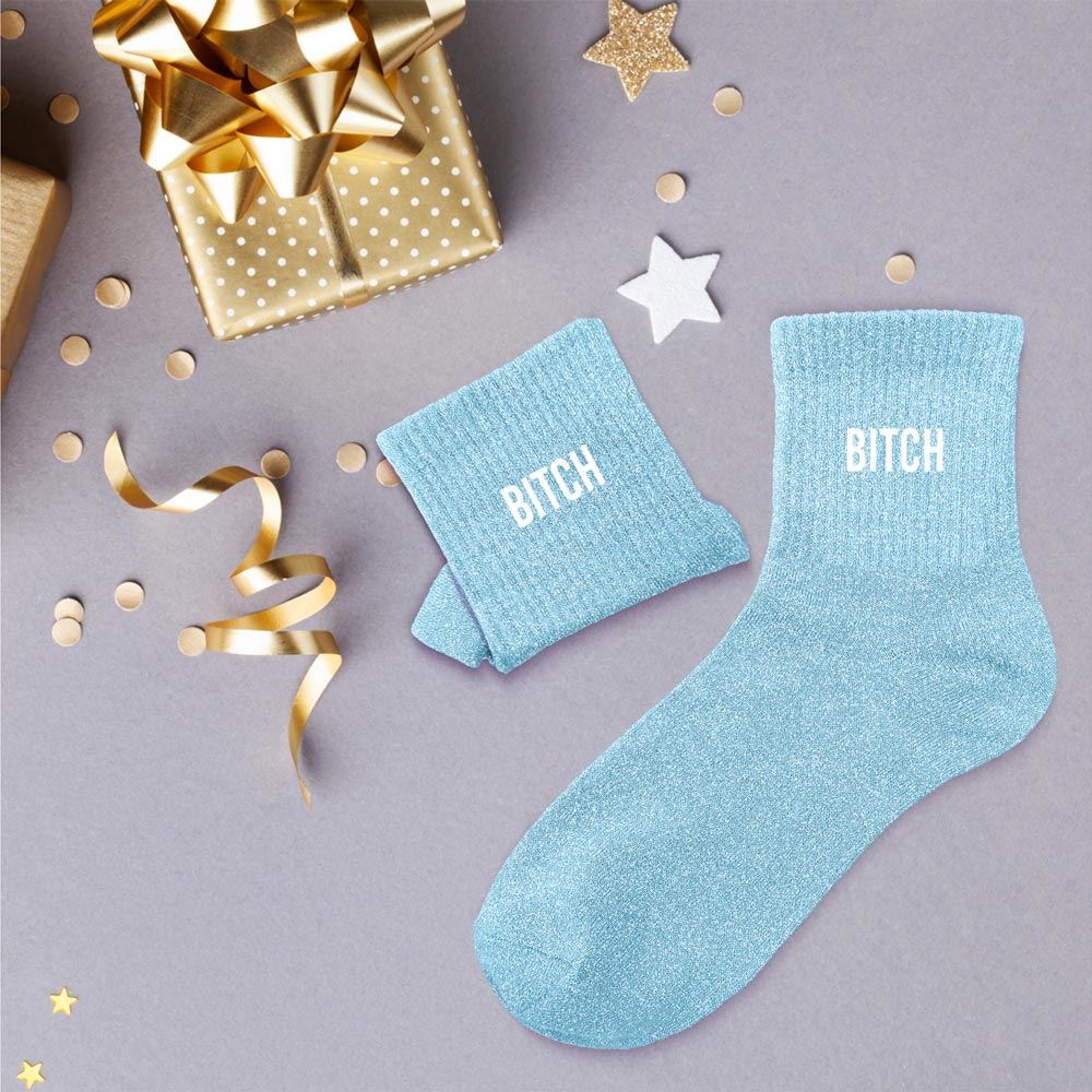 Chaussettes à paillettes "Bi*ch" STC