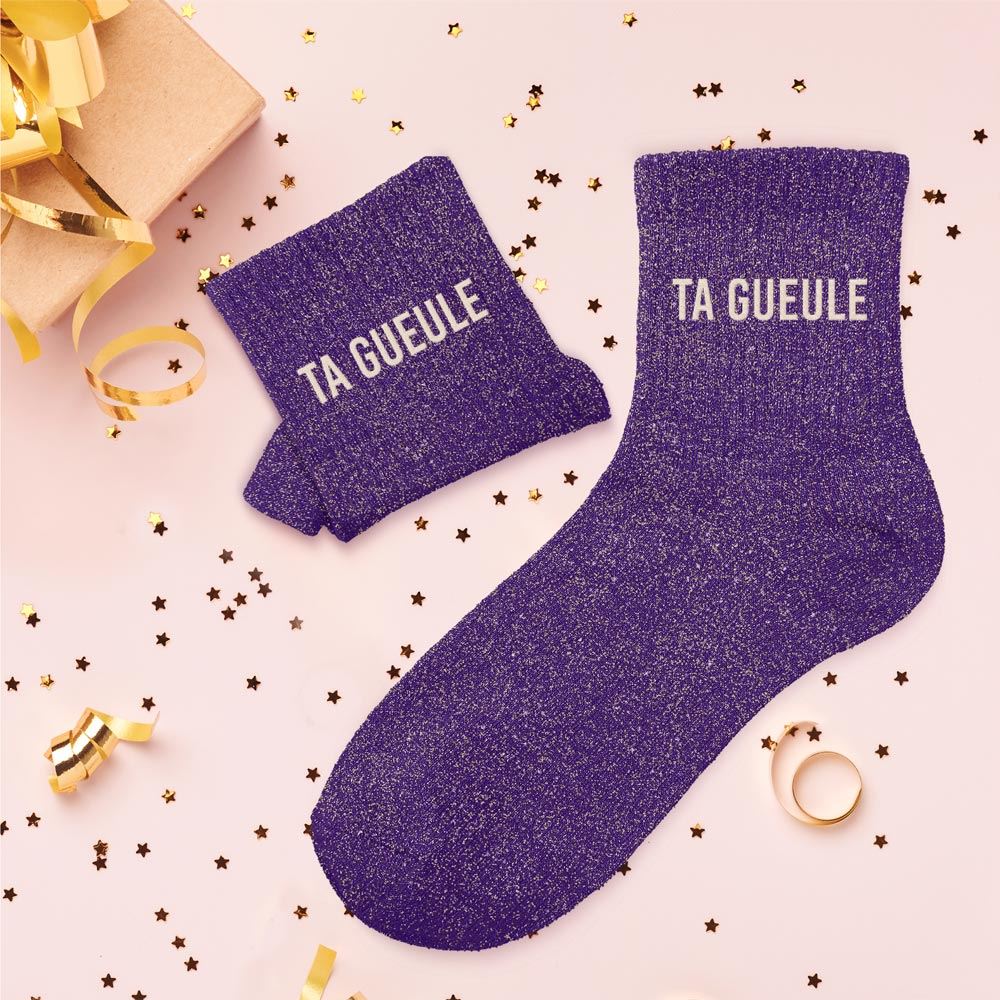 Chaussettes à paillettes "Ta Gueule" STC