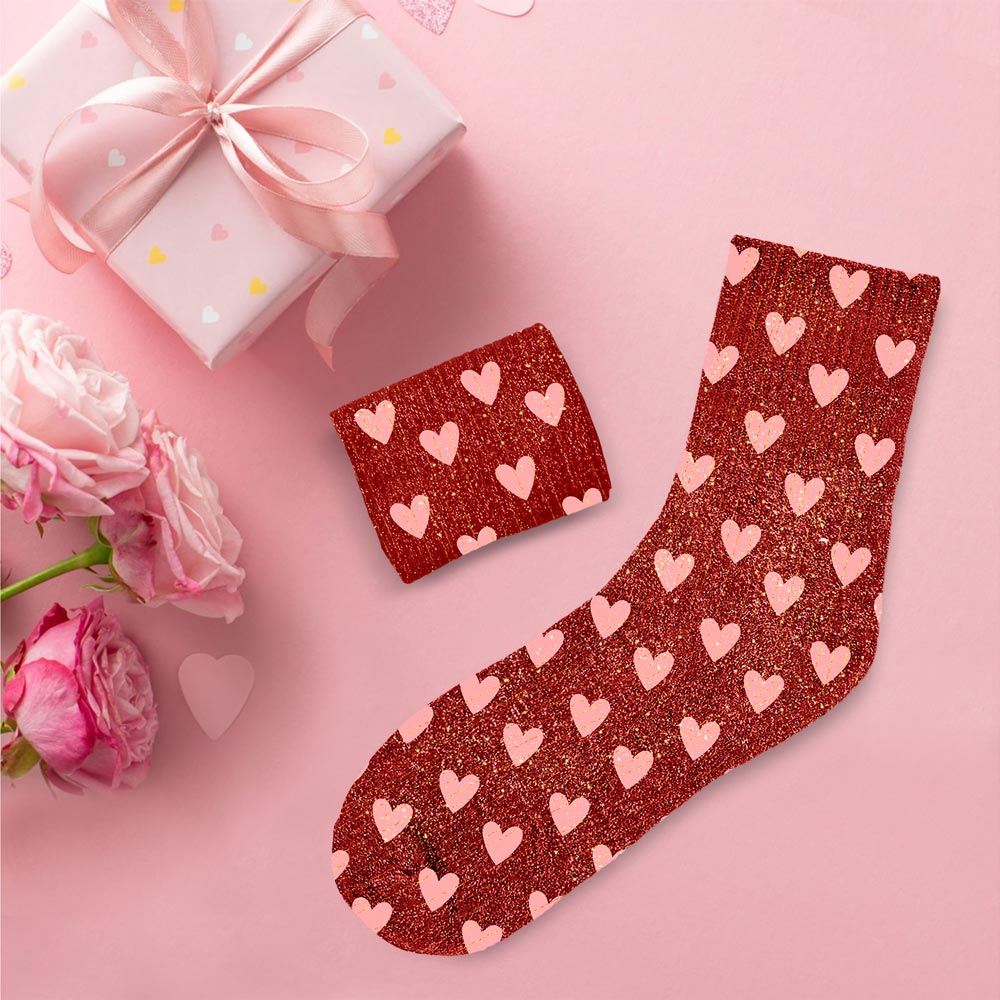 Chaussettes à paillettes "Rouge Cœur" STC