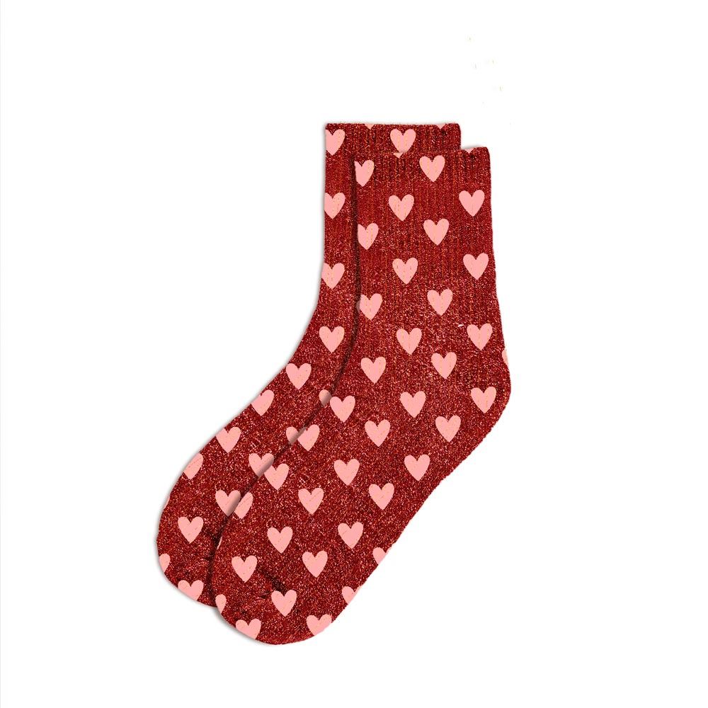 Chaussettes à paillettes "Rouge Cœur" STC