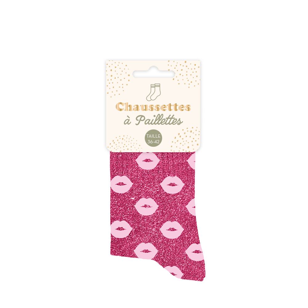 Chaussettes à paillettes "Rose Bouche" STC