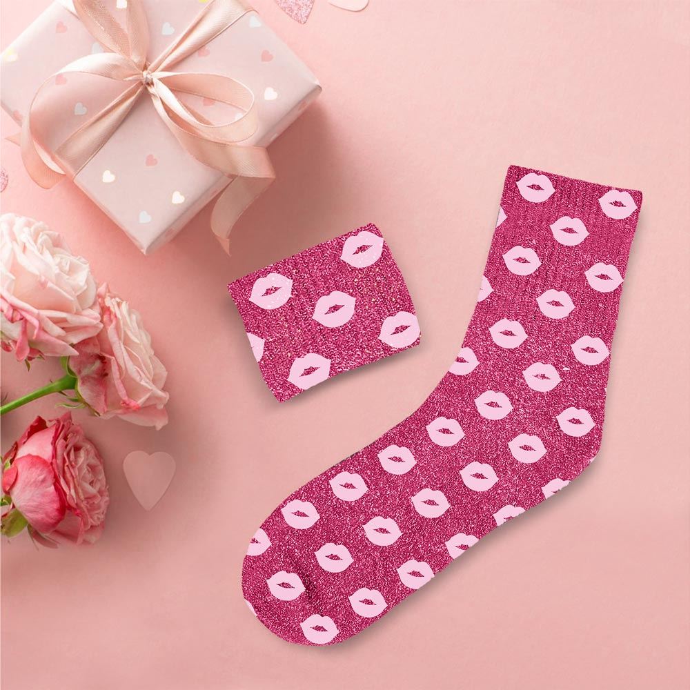 Chaussettes à paillettes "Rose Bouche" STC