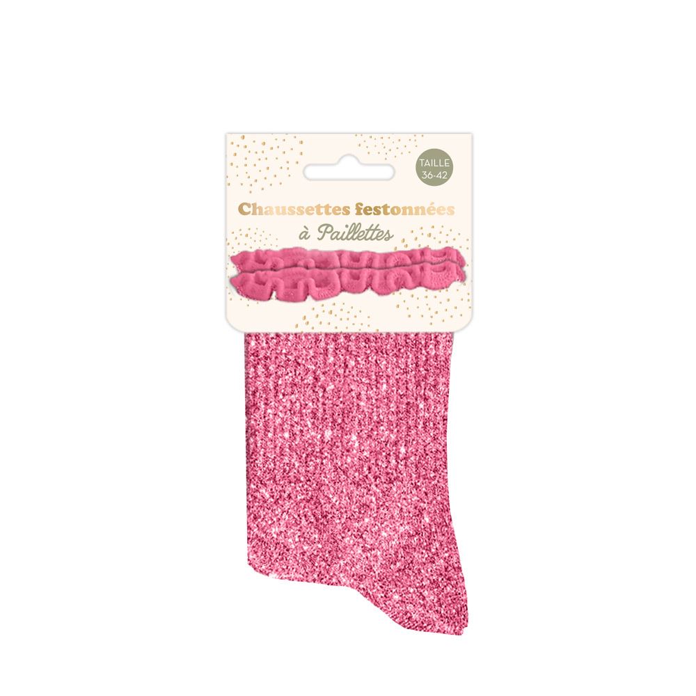 Chaussettes à paillettes roses STC