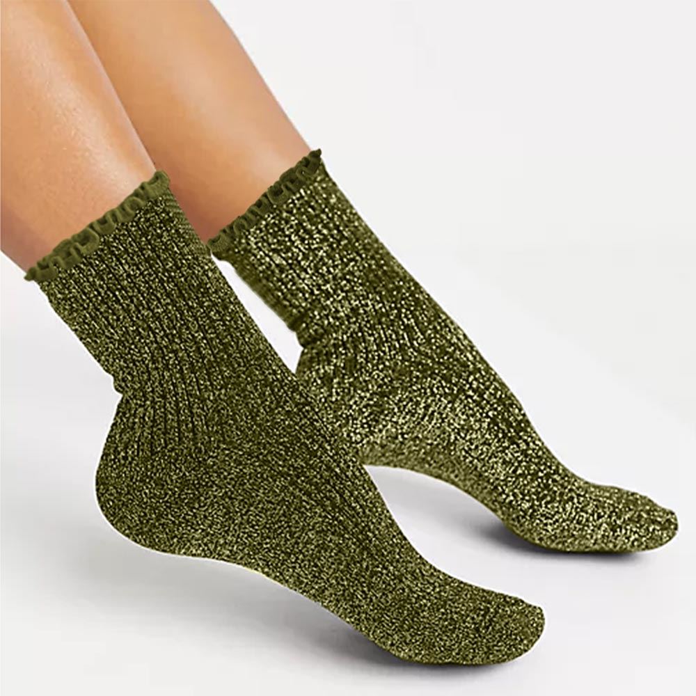 Chaussettes à paillettes kaki STC