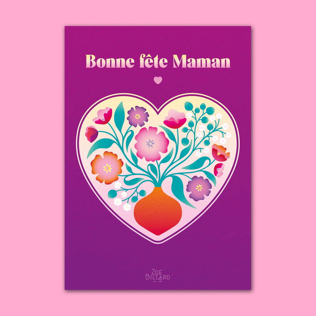Carte Bonne fête Maman - Cœur Violet Zoé Billard