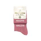 Chaussettes à paillettes duo "Poulette Pipelette" STC