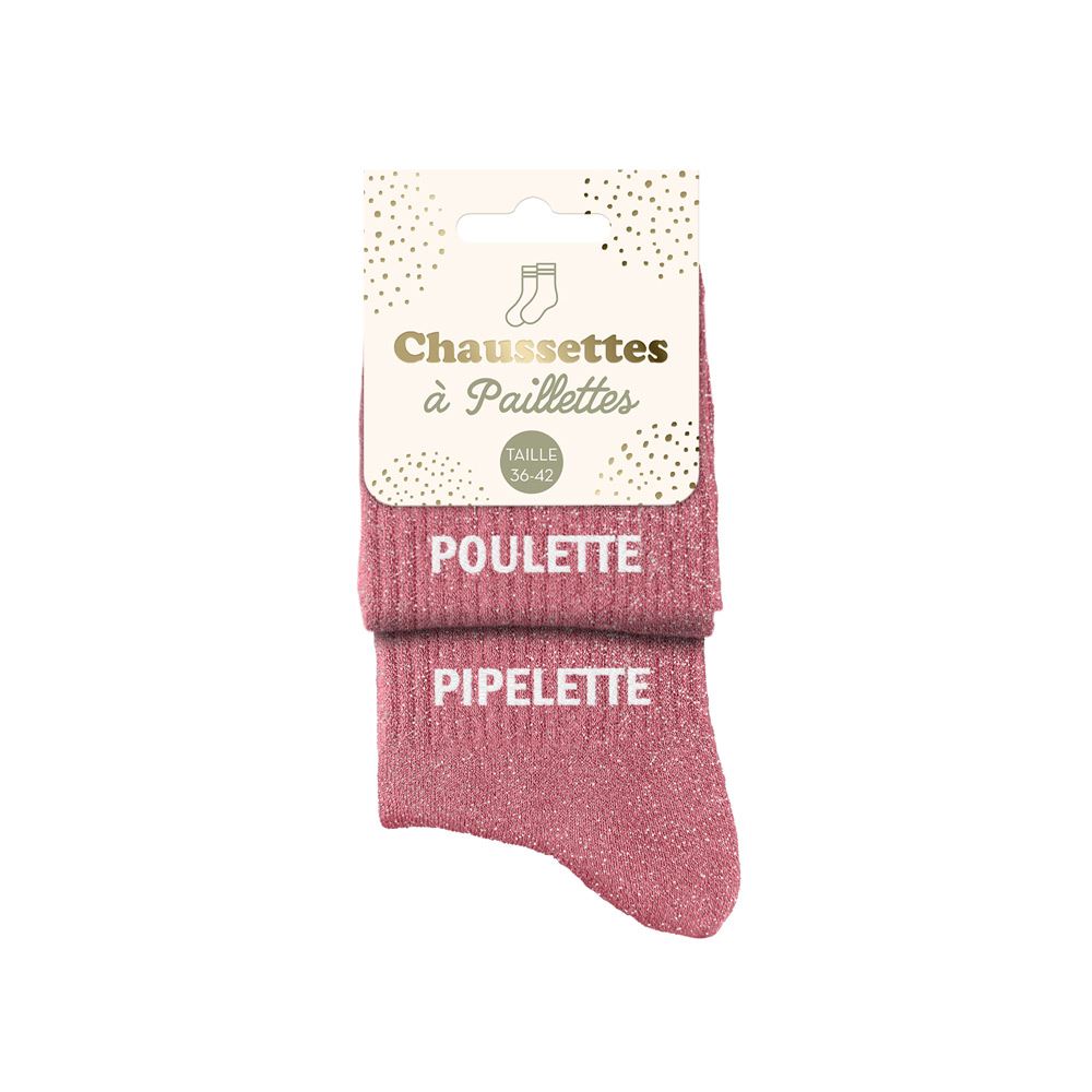 Chaussettes à paillettes duo "Poulette Pipelette" STC