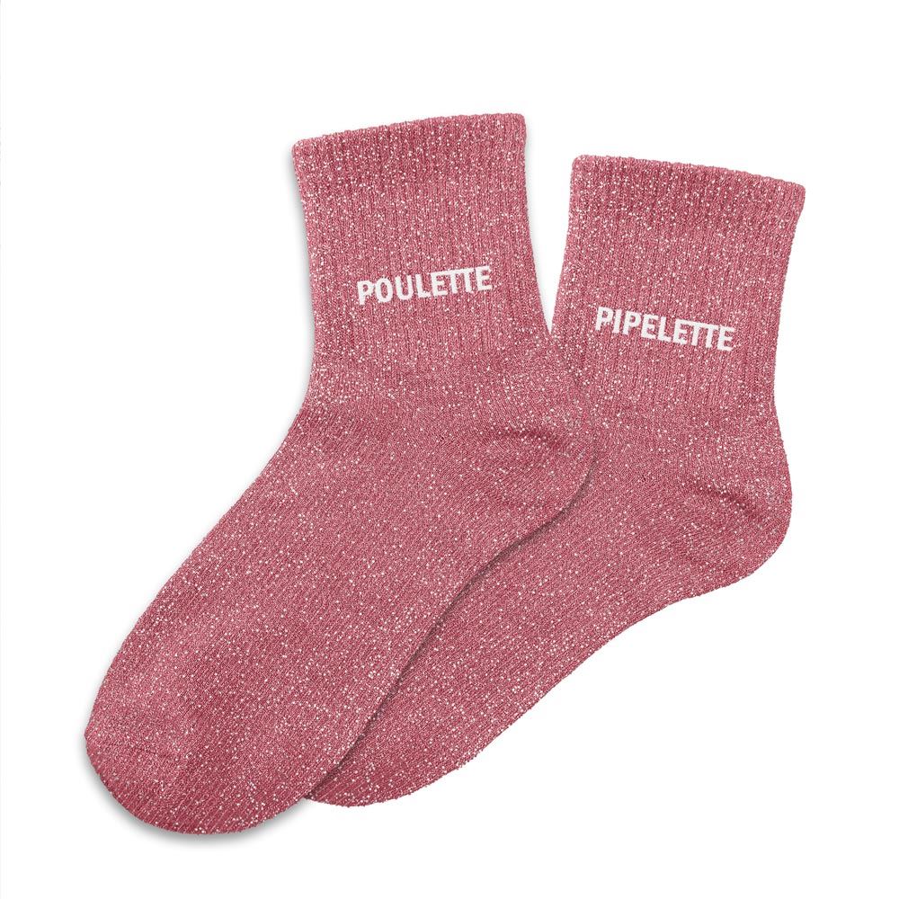 Chaussettes à paillettes duo "Poulette Pipelette" STC