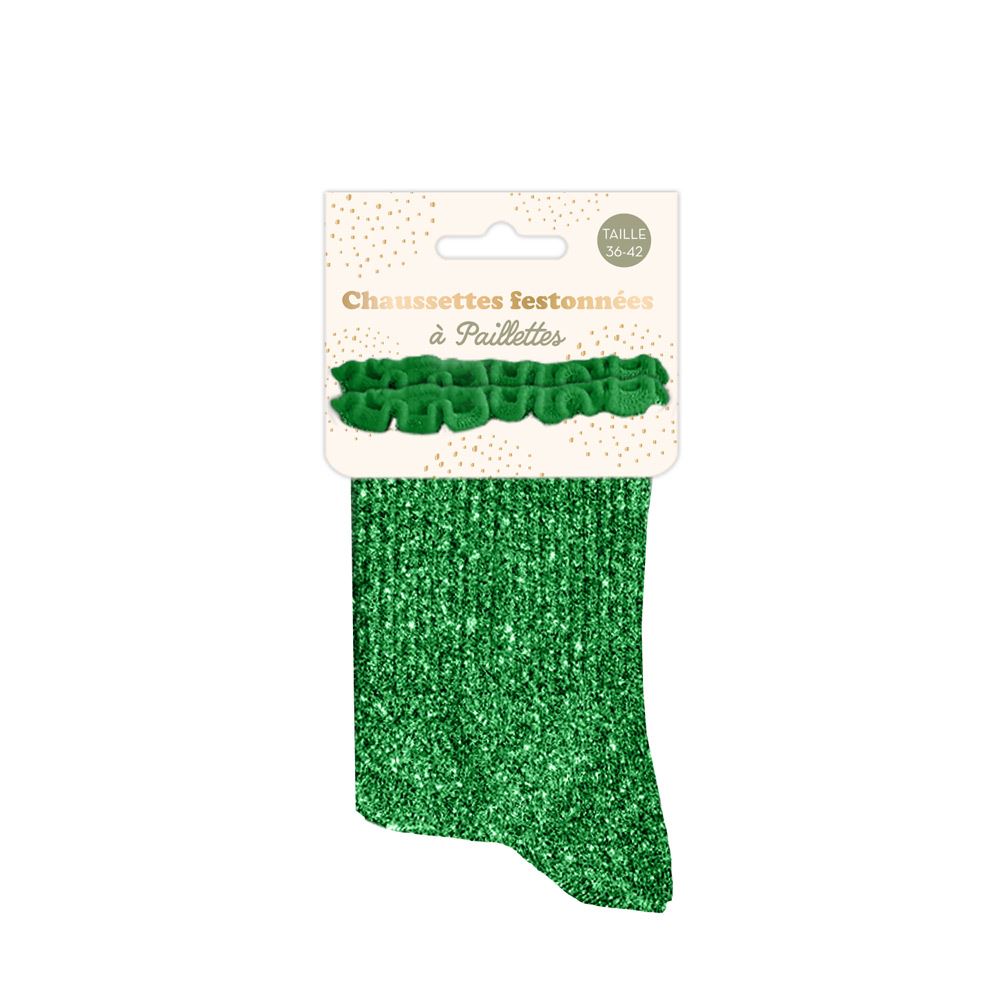 Chaussettes à paillettes vertes STC