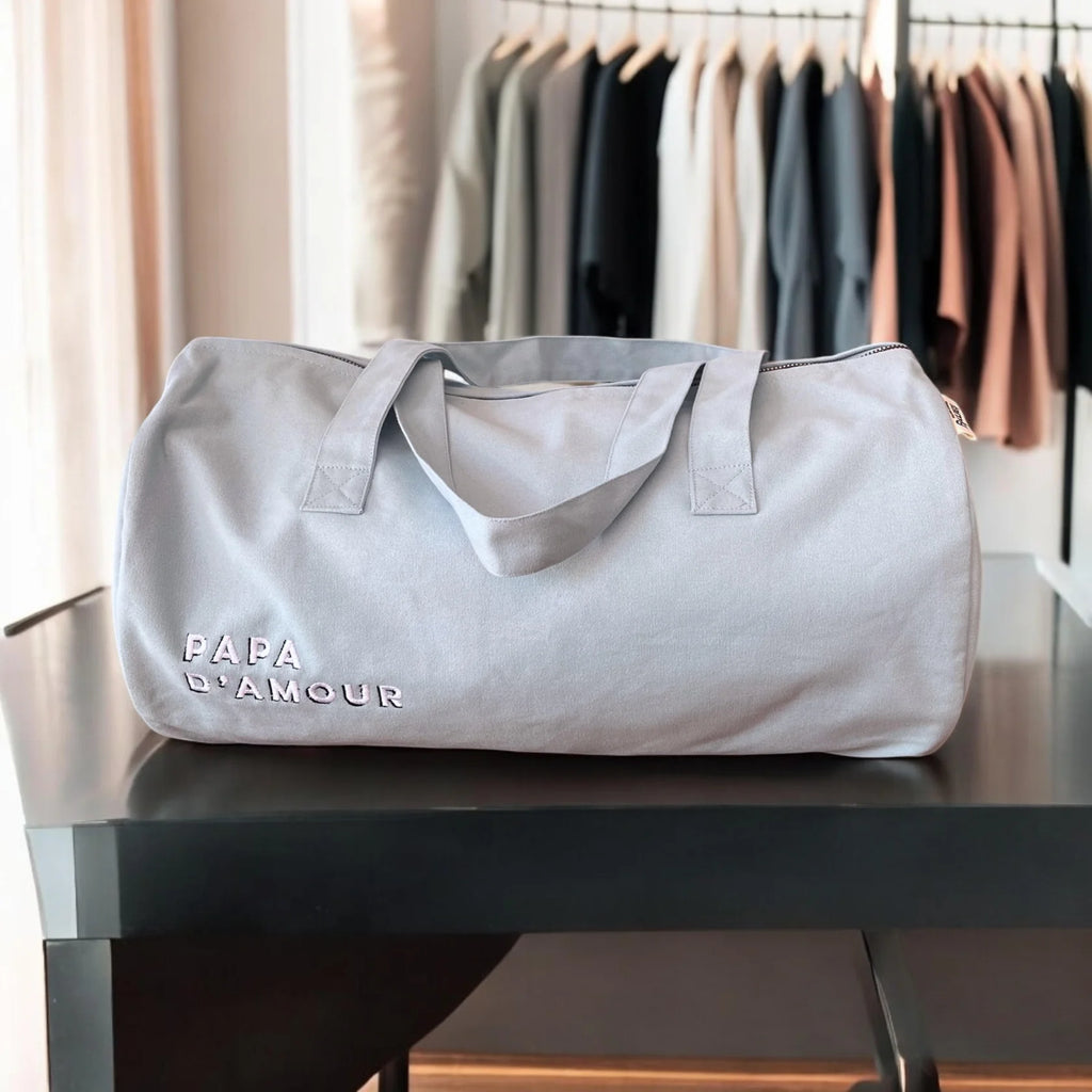 Grand polochon brodé PAPA D’AMOUR bleu ciel