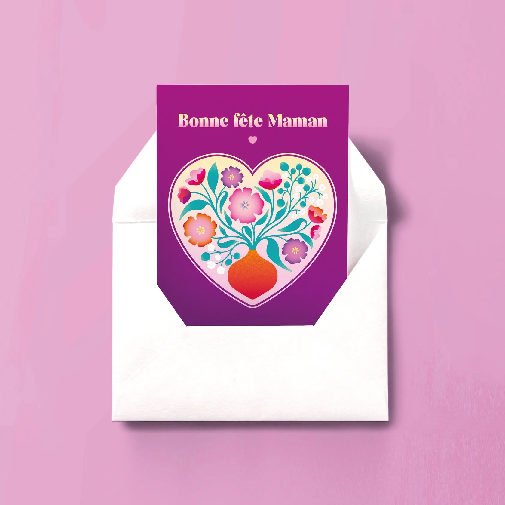 Carte Bonne fête Maman - Cœur Violet Zoé Billard