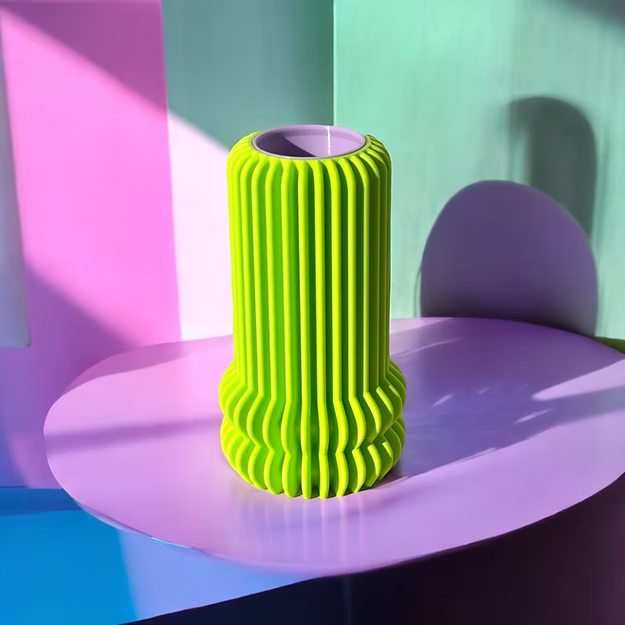 Vase Whimsy Light Green Pink Stories