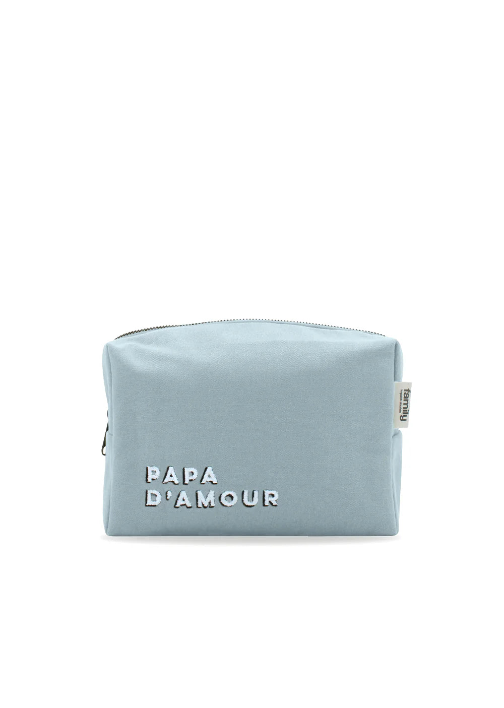 Trousse de toilette brodée PAPA D’AMOUR bleu ciel
